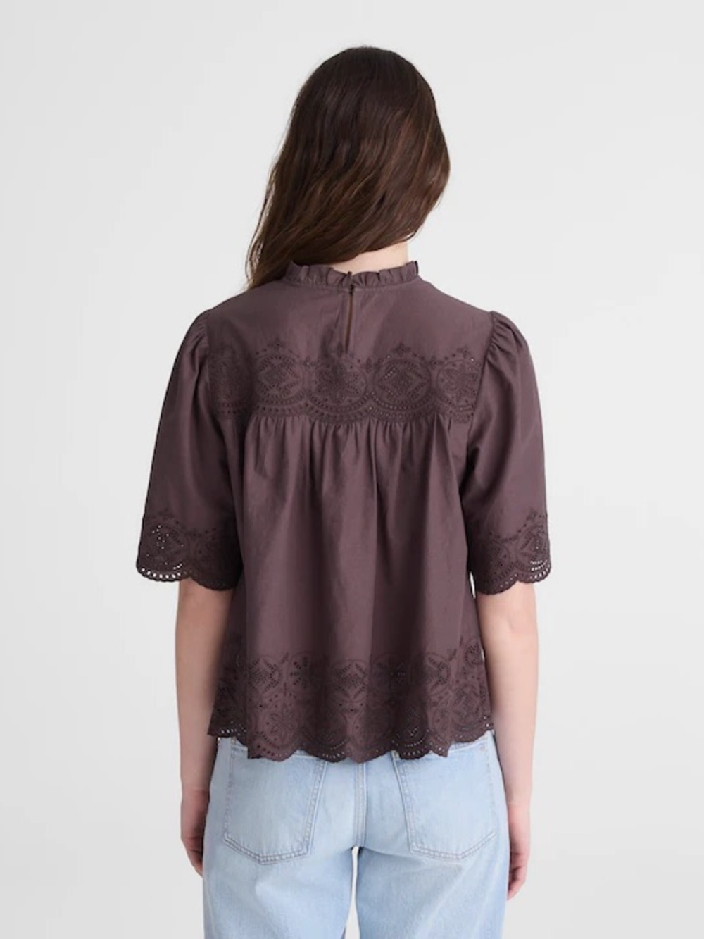 NWT madewell Embroidered Pintuck High-Neck Top - Picture 4 of 6